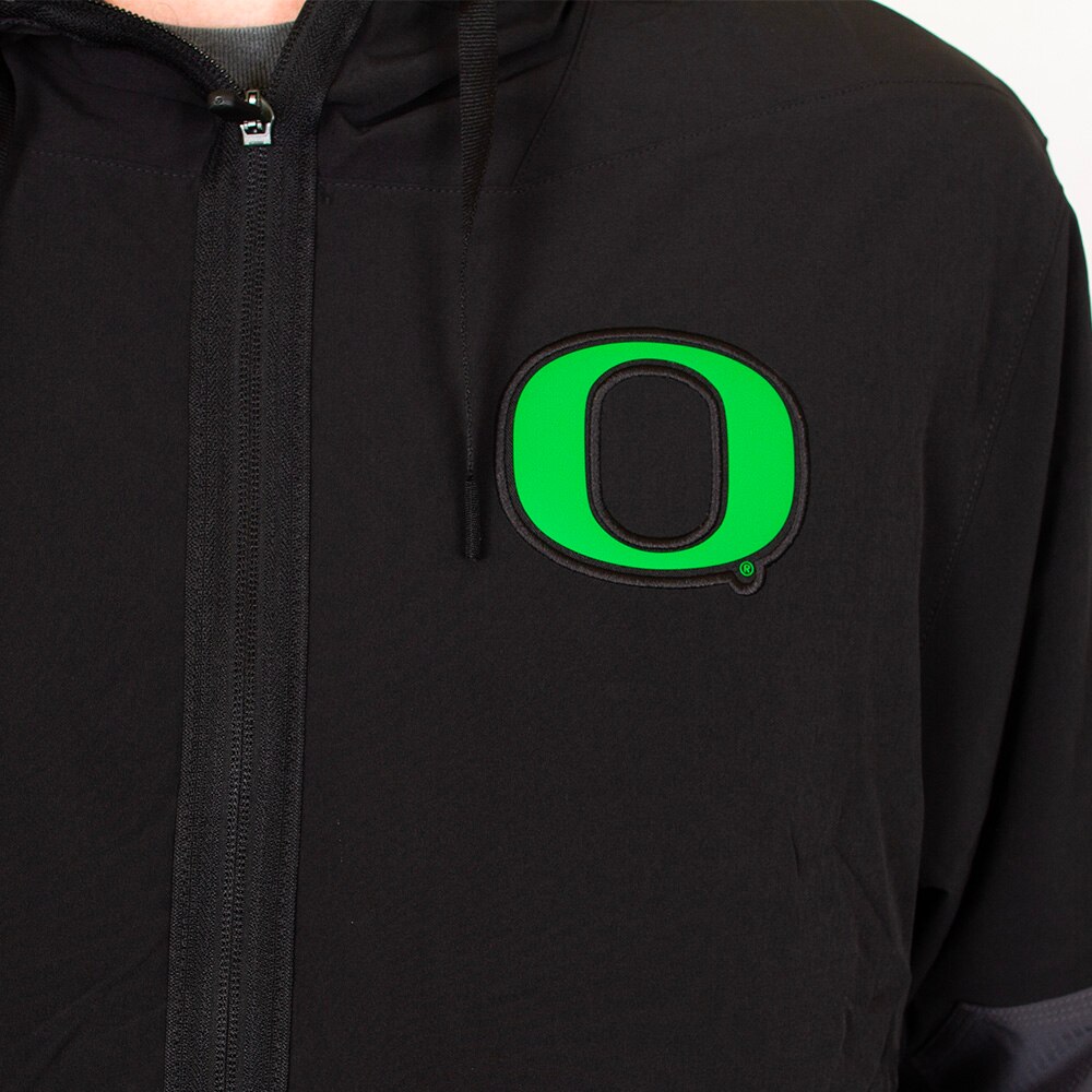 Classic Oregon O, Nike, Black, Coat/Jacket, Water Resistant, Men, Football, Taffeta, Anorak, Water Repellent, Sideline, Pullover, 926087